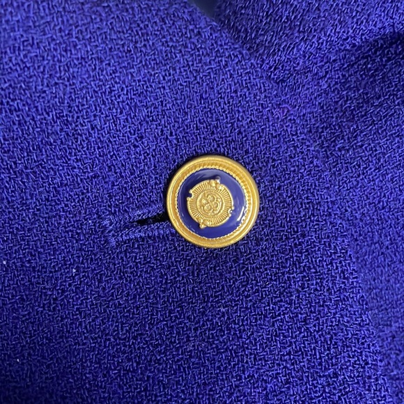 Vintage Kasper for A.S.L. 100% Wool Indigo Jacket With Gold Buttons Size 14 - Picture 11 of 12